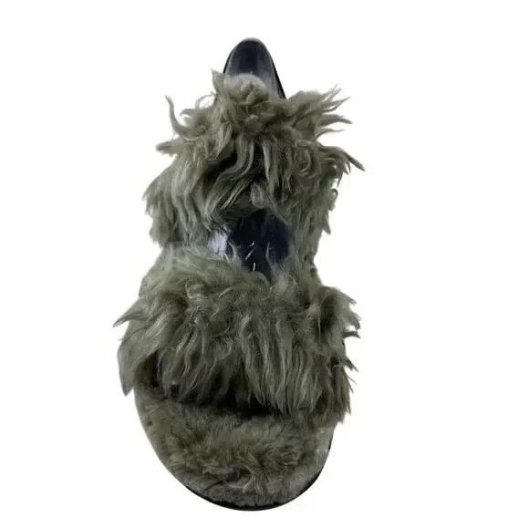 UGG Olive Green Faux Fur Slingback Platform Slippers Women’s US 10 Cozy Y2K - Picture 2 of 9